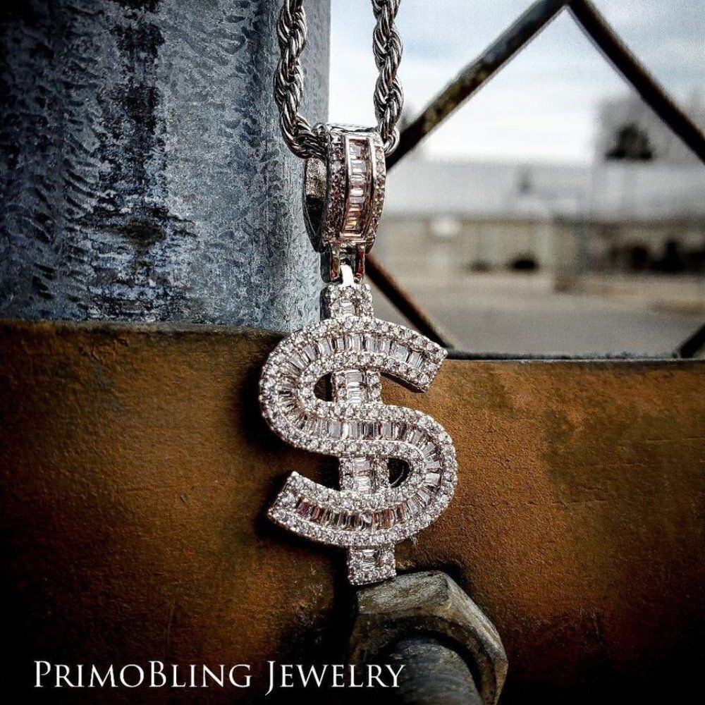 Baguette Money Sign Necklace 